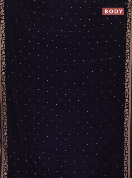 Semi mysore silk saree navy blue with allover zari woven buttas and zari woven border