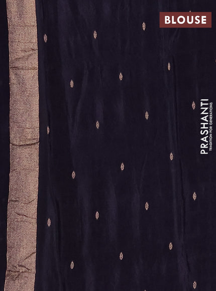 Semi mysore silk saree navy blue with allover zari woven buttas and zari woven border