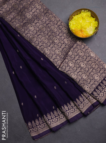 Semi mysore silk saree violet with zari woven buttas and zari woven border