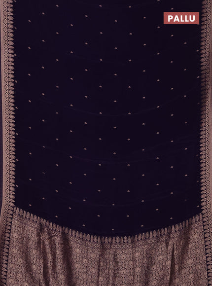 Semi mysore silk saree violet with zari woven buttas and zari woven border