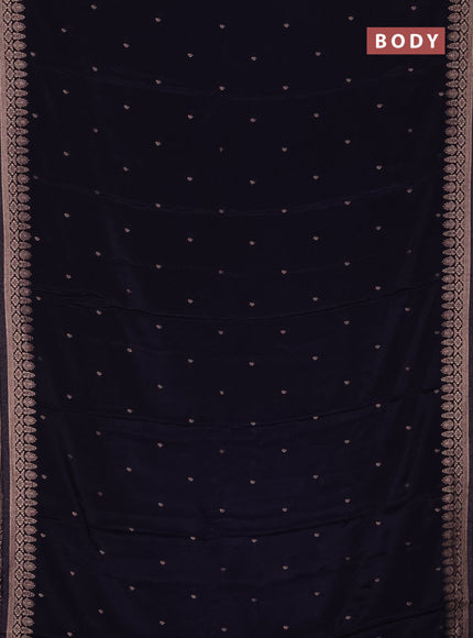 Semi mysore silk saree navy blue with zari woven buttas and zari woven border