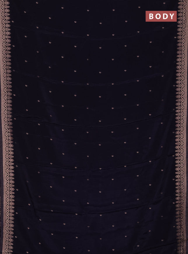 Semi mysore silk saree navy blue with zari woven buttas and zari woven border