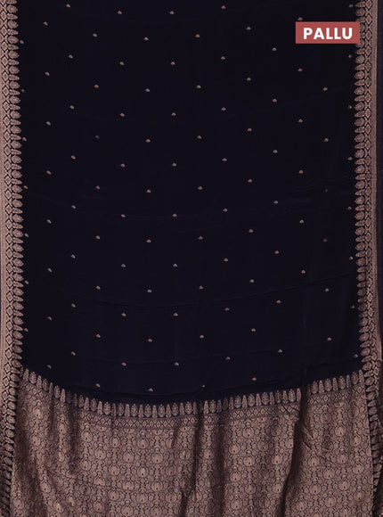 Semi mysore silk saree navy blue with zari woven buttas and zari woven border