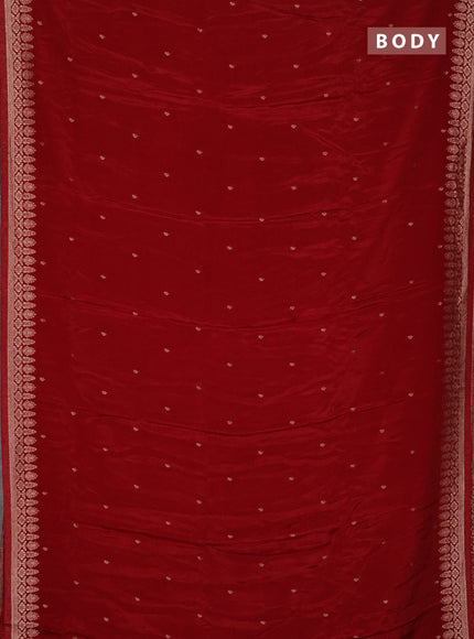 Semi mysore silk saree maroon with zari woven buttas and zari woven border