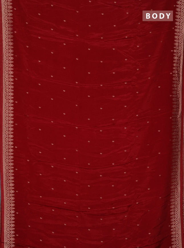 Semi mysore silk saree maroon with zari woven buttas and zari woven border