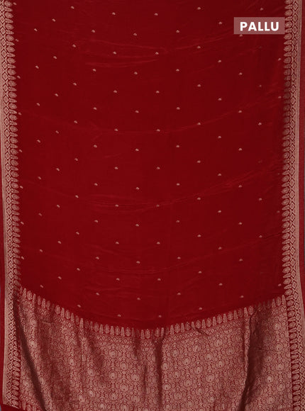 Semi mysore silk saree maroon with zari woven buttas and zari woven border