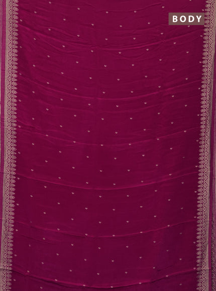 Semi mysore silk saree dark pink with zari woven buttas and zari woven border