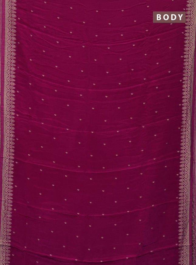 Semi mysore silk saree dark pink with zari woven buttas and zari woven border