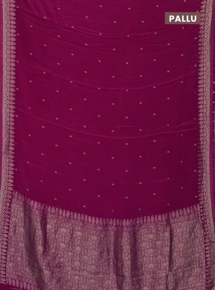 Semi mysore silk saree dark pink with zari woven buttas and zari woven border