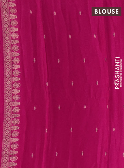 Semi mysore silk saree dark pink with zari woven buttas and zari woven border