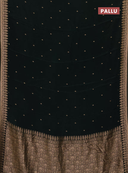 Semi mysore silk saree bottle green with zari woven buttas and zari woven border