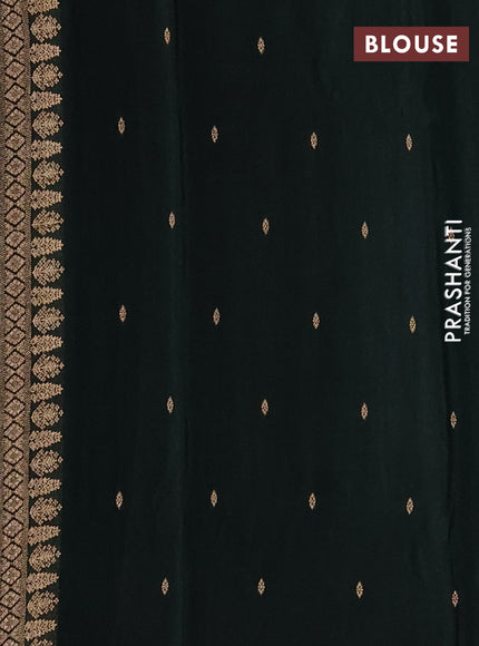 Semi mysore silk saree bottle green with zari woven buttas and zari woven border