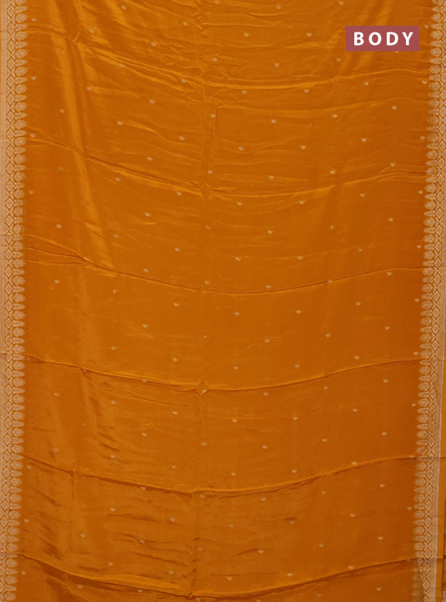 Semi mysore silk saree mango yellow with zari woven buttas and zari woven border