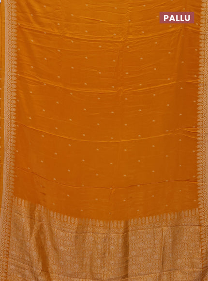 Semi mysore silk saree mango yellow with zari woven buttas and zari woven border