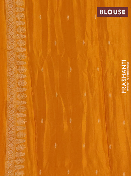 Semi mysore silk saree mango yellow with zari woven buttas and zari woven border