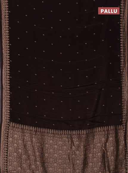 Semi mysore silk saree coffee brown with zari woven buttas and zari woven border
