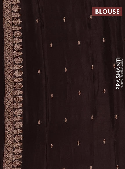 Semi mysore silk saree coffee brown with zari woven buttas and zari woven border