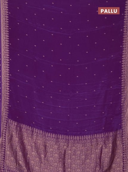 Semi mysore silk saree purple with zari woven buttas and zari woven border