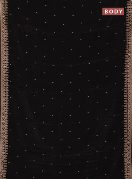 Semi mysore silk saree black with zari woven buttas and zari woven border
