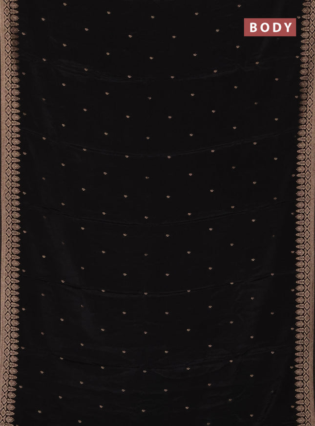 Semi mysore silk saree black with zari woven buttas and zari woven border
