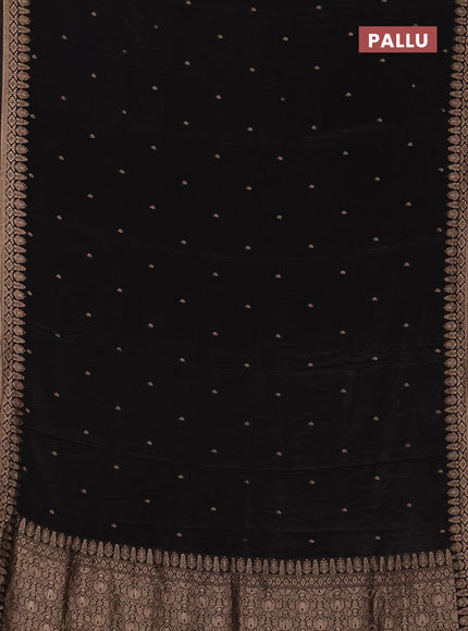 Semi mysore silk saree black with zari woven buttas and zari woven border