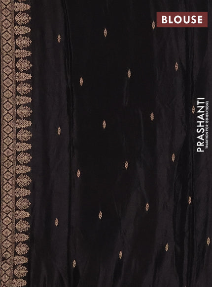 Semi mysore silk saree black with zari woven buttas and zari woven border