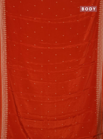 Semi mysore silk saree rustic orange with zari woven buttas and zari woven border