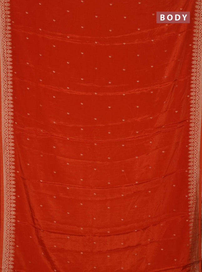 Semi mysore silk saree rustic orange with zari woven buttas and zari woven border