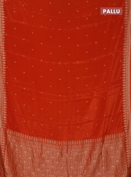 Semi mysore silk saree rustic orange with zari woven buttas and zari woven border