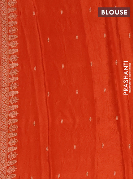 Semi mysore silk saree rustic orange with zari woven buttas and zari woven border