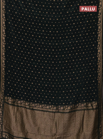 Semi mysore silk saree bottle green with allover zari woven buttas and zari woven border