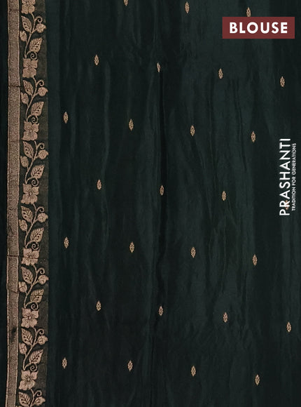 Semi mysore silk saree bottle green with allover zari woven buttas and zari woven border