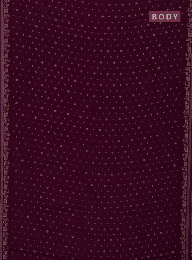 Semi mysore silk saree wine shade with allover zari woven buttas and zari woven border