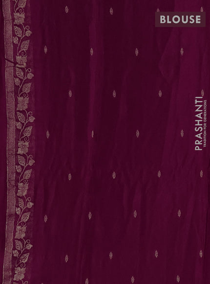 Semi mysore silk saree wine shade with allover zari woven buttas and zari woven border