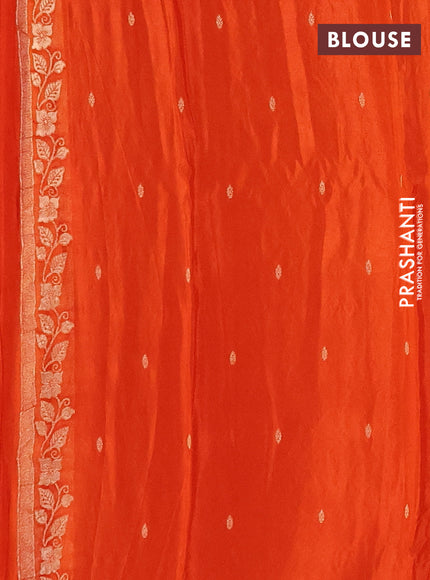 Semi mysore silk saree rust shade with allover zari woven buttas and zari woven border