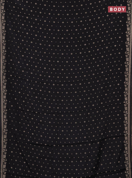 Semi mysore silk saree black with allover zari woven buttas and zari woven border