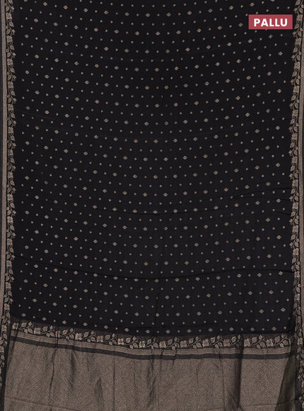 Semi mysore silk saree black with allover zari woven buttas and zari woven border