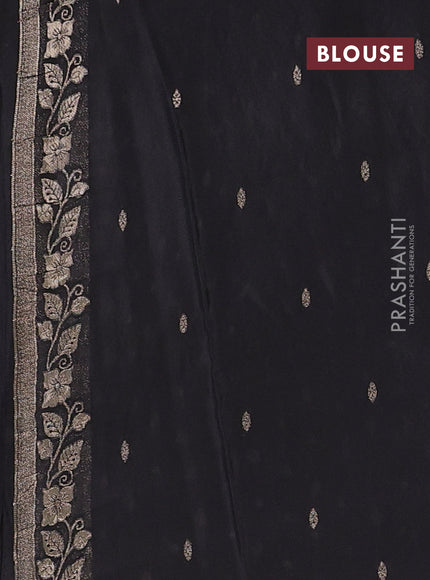 Semi mysore silk saree black with allover zari woven buttas and zari woven border