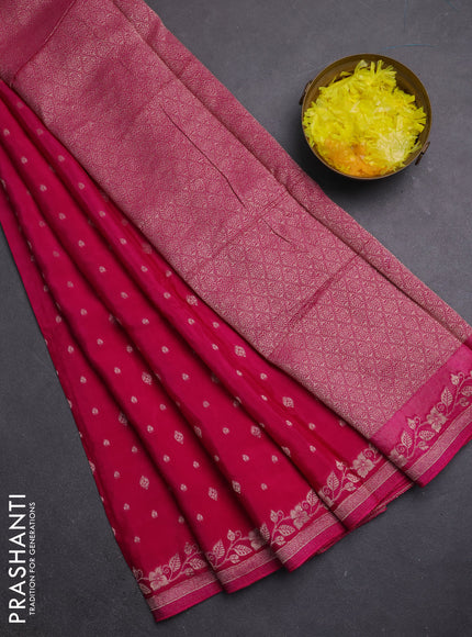 Semi mysore silk saree pink with allover zari woven buttas and zari woven border