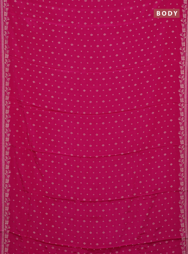 Semi mysore silk saree pink with allover zari woven buttas and zari woven border