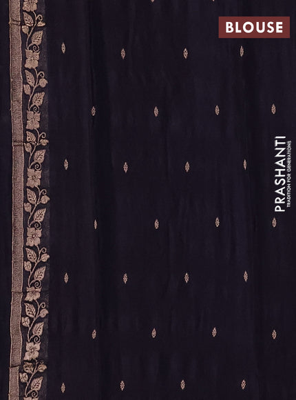 Semi mysore silk saree navy blue with allover zari woven buttas and zari woven border