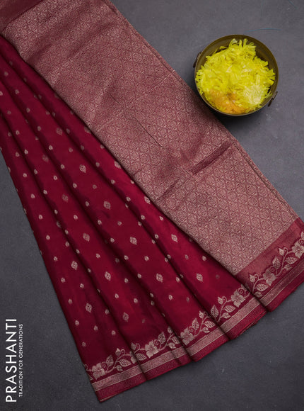 Semi mysore silk saree red with allover zari woven buttas and zari woven border