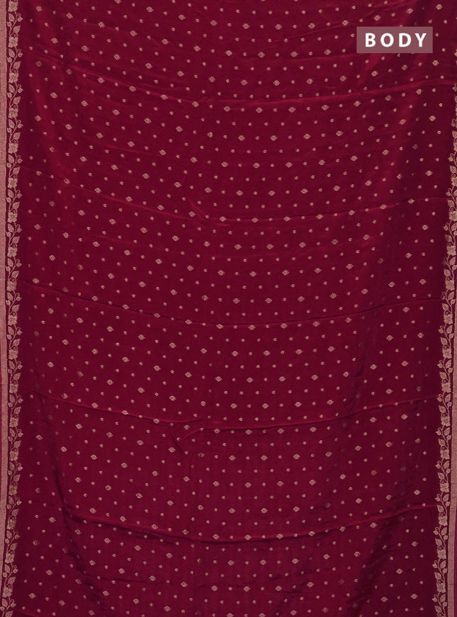 Semi mysore silk saree red with allover zari woven buttas and zari woven border