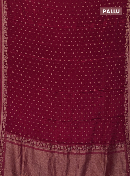 Semi mysore silk saree red with allover zari woven buttas and zari woven border