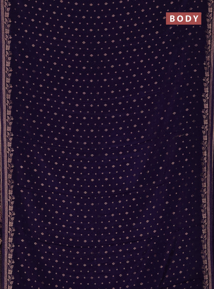 Semi mysore silk saree violet with allover zari woven buttas and zari woven border