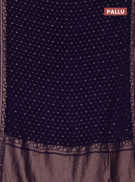 Semi mysore silk saree violet with allover zari woven buttas and zari woven border