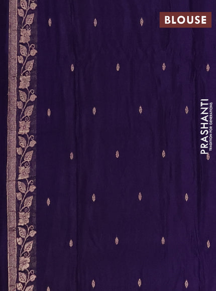Semi mysore silk saree violet with allover zari woven buttas and zari woven border