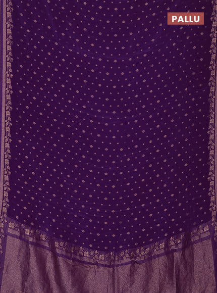 Semi mysore silk saree purple with allover zari woven buttas and zari woven border