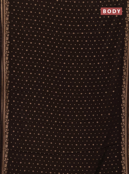 Semi mysore silk saree coffee brown with allover zari woven buttas and zari woven border
