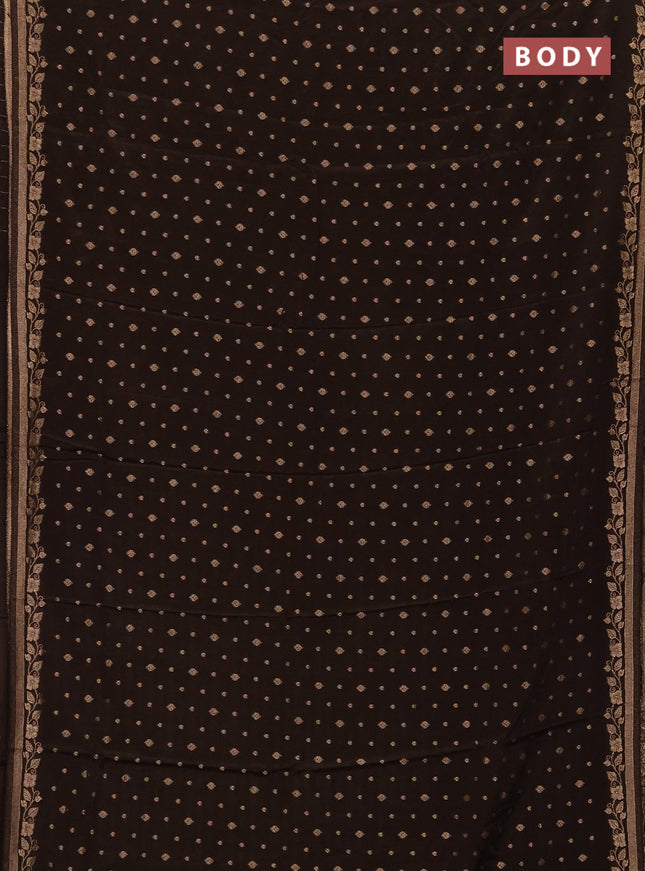 Semi mysore silk saree coffee brown with allover zari woven buttas and zari woven border